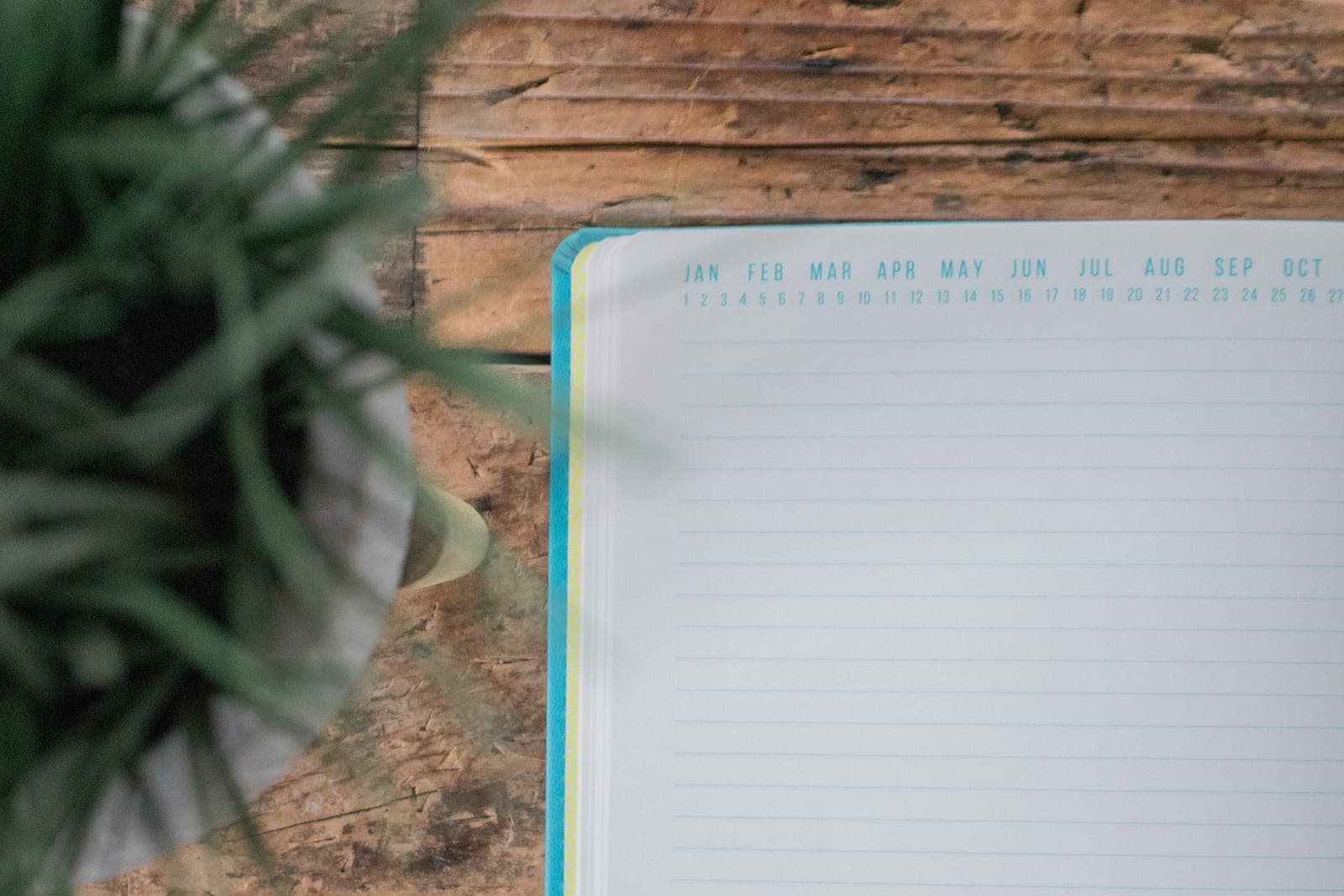 A printed calendar page beside a blank planner spread